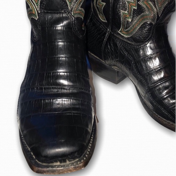 **SOLD** EUC Nocona Genuine Black Caiman Boots 7-1/2B - Picture 4 of 6